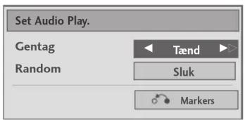 Set Audio Play. Gentag Random Tænd Sluk Markers