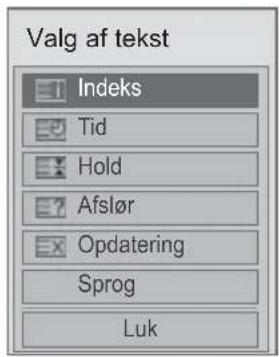 Valg af tekst Indeks Tid Hold Afslør Opdatering Sprog Luk