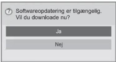 Softwareopdatering er tilgængelig. Vil du downloade nu? Ja Nej