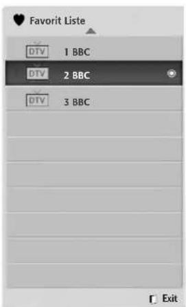 Favorite Liste DTV 1 BBC DTV 2 BBC DTV 3 BBC Exit
