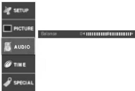 SETUP PICTURE AUDIO TIME SPECIAL Balance 0+