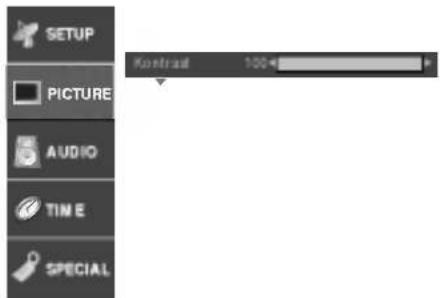 SETUP PICTURE AUDIO TIME SPECIAL Contrast 100