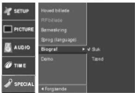 SETUP PICTURE AUDIO TIME SPECIAL Hoved billete RIP billete Barneskring Sprag (language) Biograf Demo Forgaende Suk Tazed