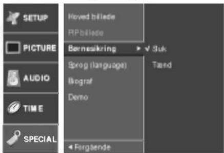 SETUP PICTURE AUDIO TIME SPECIAL Hoved biliede RP biliede Bernesikring Sprag (language) Biograf Demo Fargtende 3uk Tand