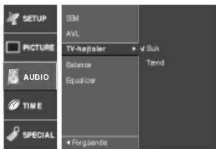 SETUP PICTURE AUDIO TIME SPECIAL SBM AVL TV-hopfelter Balance Equalizer Forgbende Sua Tand