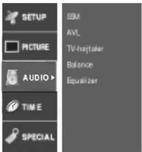 SETUP PICTURE AUDIO TIME SPECIAL SSM AVL TV-Hejtuler Balance Equalizer