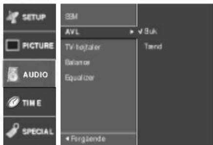 SETUP PICTURE AUDIO TIME SPECIAL ASM AVL TV histogram Balance Equalizer Fergäende Buk Trend