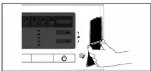 Diagram showing a hand interacting with a device screen and a control panel, with Chinese UI elements visible.