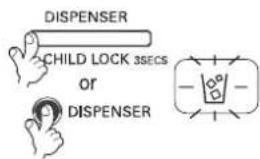DISPENSER CHILD LOCK 3secs or DISPENSER