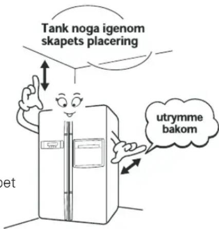 Tank noga igenom skapets placering utrymme bakom