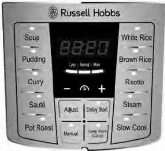 Russell Hobbs Soup 8:30 Pudding Low | Normal | Max Curry Sauté Pot Roast White Rice Brown Rice Risotto Steam Slow Cook Adjust Delay Start. Manual Keep Warm(Carry)