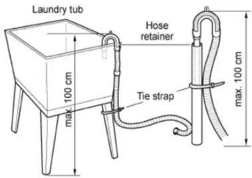 Laundry tub Hose retainer max. 100 cm Tie strap max. 100 cm