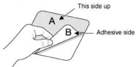 This side up A B Adhesive side