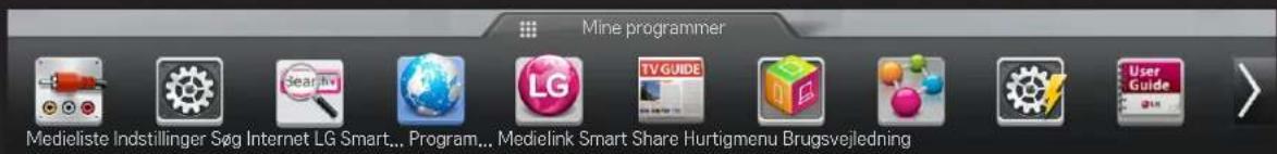 Mine programmer Medieliste Indstillinger Søg Internet LG Smart..., Program..., Medielink Smart Share Hurtigmenu Brugsvejledning