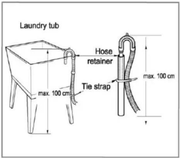 Laundry tub max. 100 cm Hose retainer Tie strap max. 100 cm