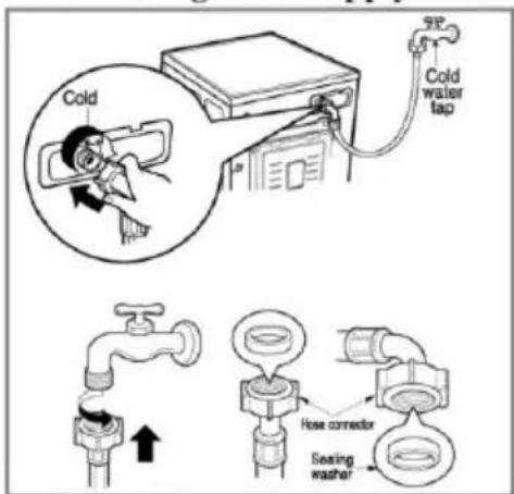 Cold COLD water tap Hose connector Seating washer