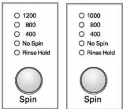 ○ 1200 ○ 800 ○ 400 ○ No Spin ○ Rinse Hold Spin ○ 1000 ○ 800 ○ 400 ○ No Spin ○ Rinse Hold Spin