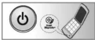 Diagram showing a power button and a mobile phone with a 'Smart Diagnosis' label, likely indicating a diagnostic or notification.