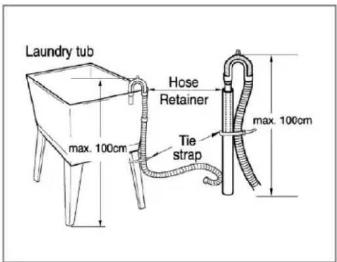 Laundry tub max. 100cm Hose Retainer Tie strap max. 100cm