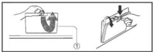 Diagram illustrating a hand holding a U-shaped magnet above a surface, and a close-up of the magnet being cut with force arrows.