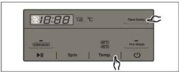 18:88 °C Three Delay - Enter reset - SPIN -50°C -50°C -Pre Wash Temp. +/-