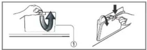Diagram illustrating a mechanical process with labeled steps and directional arrows indicating motion or force