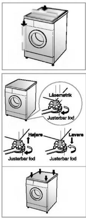 Låsemøtrik Justerbar fod Højere Lavere Justerbar fod Justerbar fod