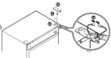 Diagram showing a device with numbered components and an inset magnified view of a device with labeled parts 15, 16, 23, and 24.