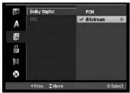 Dolby Digital PCM Bitstream Prev. Move Select