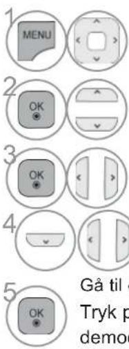 1 MENU 2 OK 3 OK 4 OK 5 Gå til o Tryk p demo