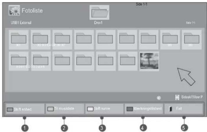 Fotoliste USB1 External Drev1 Side 1/1 Side 1/1 001 300 002 004 005 006 007 008 309 010 011 012 013 014 015 Sidesk@View P Skift enhed Til musiklaste Skift nurne Merkningstilstand Exit ① ② ③ ④ ⑤