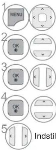 1 MENU 2 OK 3 OK 4 OK 5 Indstil
