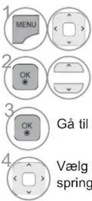 1 MENU 2 OK 3 Gå til 4 OK Vælg spring