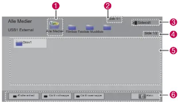 Alle Medier USB1 External Alle Medier Filmliste Fotoliste Musikliste Side 1/1 Sideskift Drev1 Side 1/2 Embedded Get It roadmap Get It overmap Afast