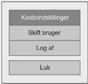 Kontoindstillinger Skift bruger Log af Luk