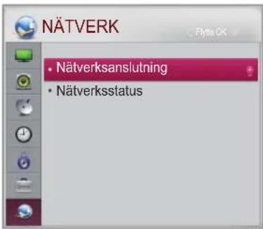 NÄTVERK • Nätverksanslutning • Nätverksstatus