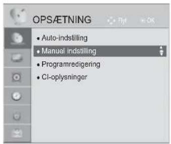OPS/ETNING • Auto-indstilling • Manual indstilling • Programredigering • CI-oplysninger