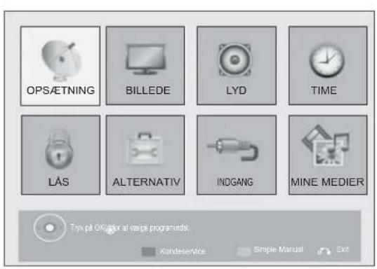 OPSÆTNING BILLEDE LYD TIME LÅS ALTERNATIV INDGANG MINE MEDIER Try på OK/oder at vape program under. Kundeservice Simple Manual Exit