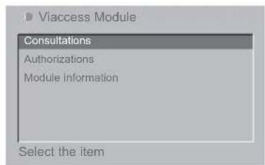 Viaccess Module Consultations Authorizations Module Information Select the item