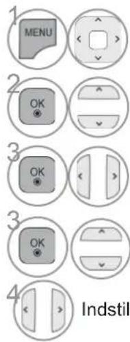 1 MENU 2 OK 3 OK 3 OK 4 Indstil