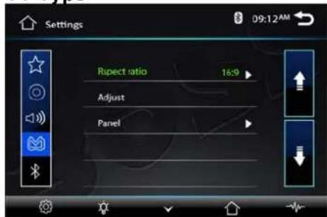 Settings D9:12 AM Rispect ratio 16:9 Adjust Panel