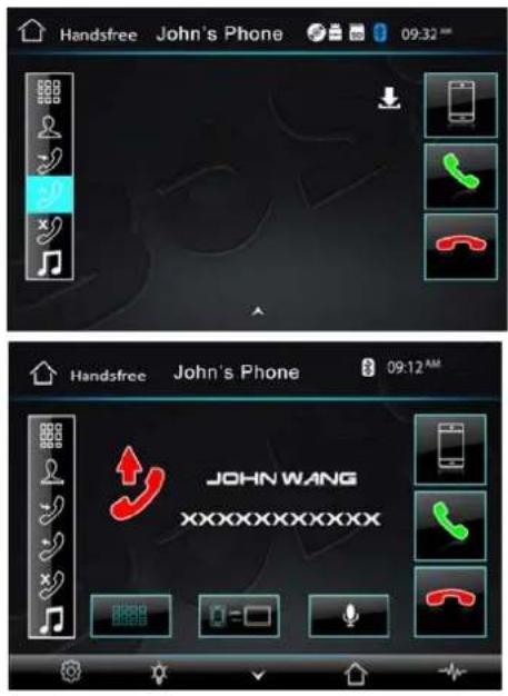 Handsfree John's Phone 09:32 AM John's Wang XXXXXXXXXX