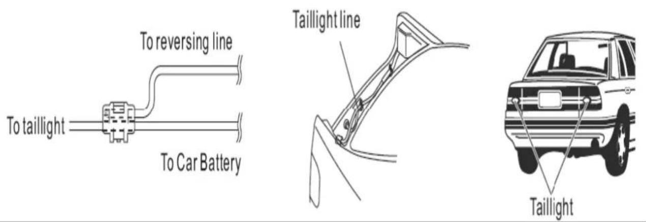 To taillight To Car Battery To reversing line Taillight line Taillight