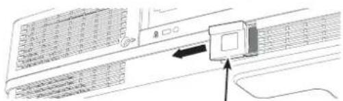 Diagram showing a device with a control panel and a data table, likely illustrating a system or system interface.