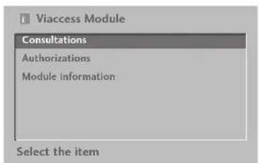 Viaccess Module Consultations Authorizations Module information Select the item