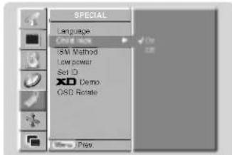 SPECIAL Language SM Method Low power Set ID XD Demo OSD Rotate Prev