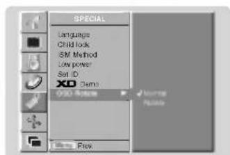 SPECIAL Language Child lock SM Method Low power Set ID XD Demo OBO Box Movie Puzzle Prev