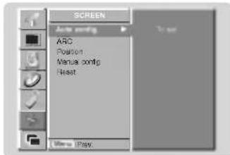 SCREEN Auto config ARC Position Manual config Reset Menu IPark