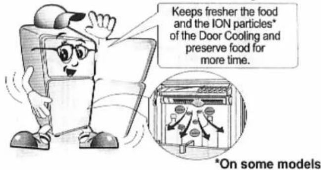 Keeps fresher the food and the ION particles* of the Door Cooling and preserve food for more time. *On some models