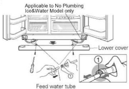Applicable to No Plumbing Ice&Water Model only Lower cover Feed water tube